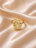 Golden Clover Crystal Ring 💛