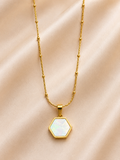 Opal Hexagon Pendant Necklace