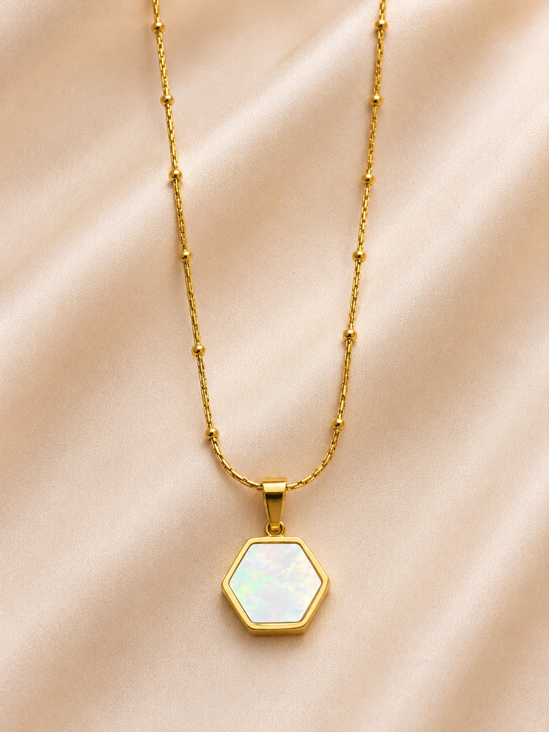 Opal Hexagon Pendant Necklace