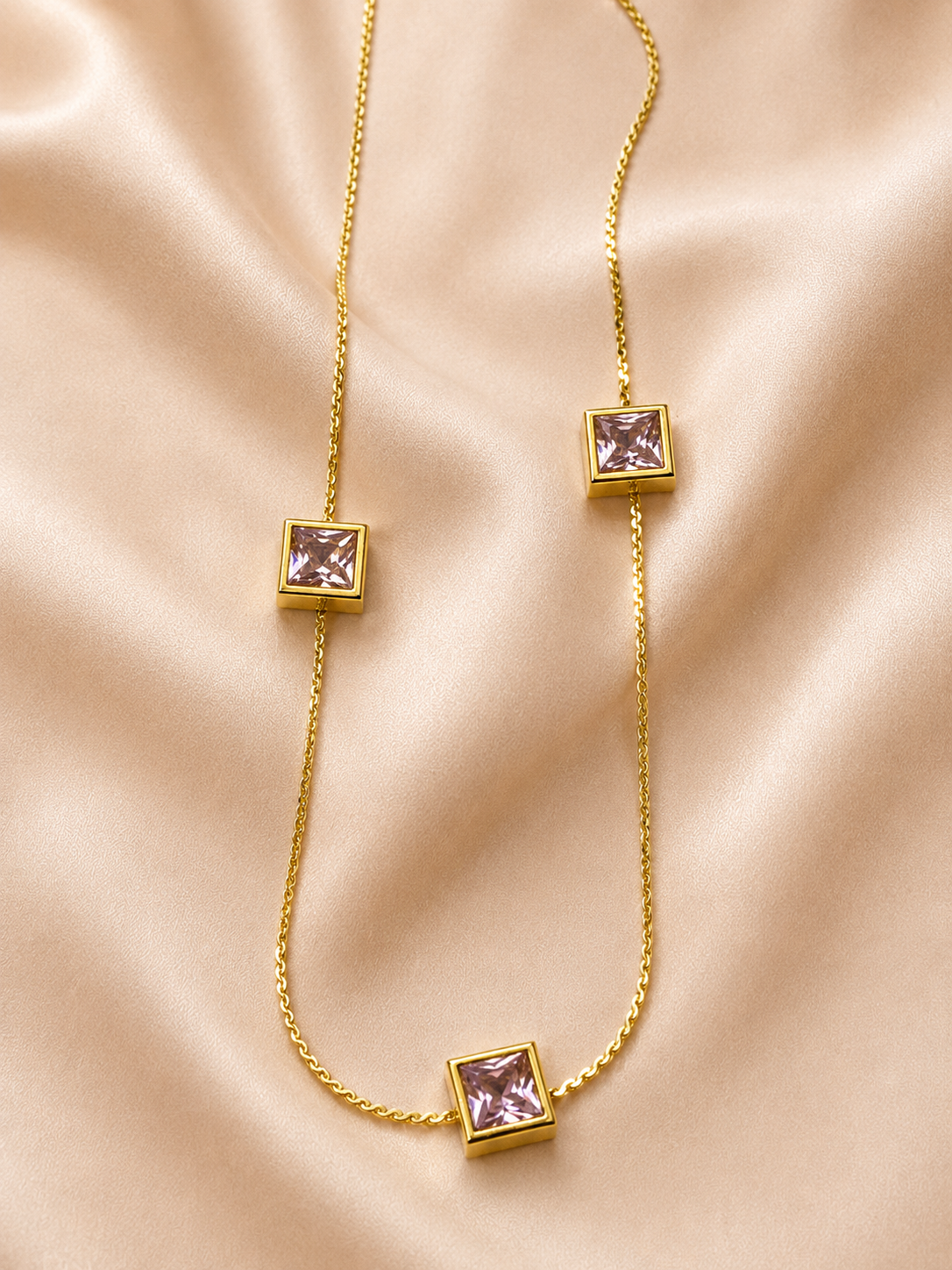Blush Crystal Square Necklace