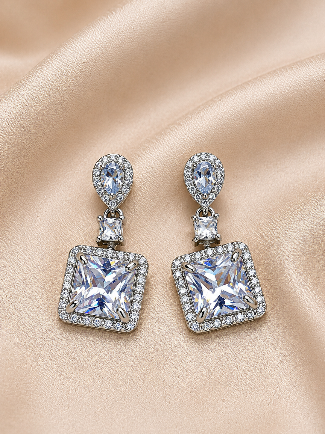 Radiant Square Crystal Earrings